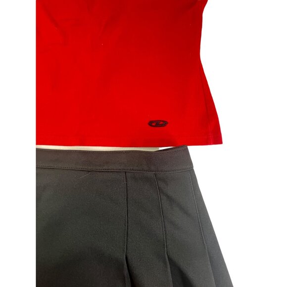 DKNY Red Spaghetti Strap Top & Black Varsity Cheerleader Skirt Set L / XL - Picture 8 of 8